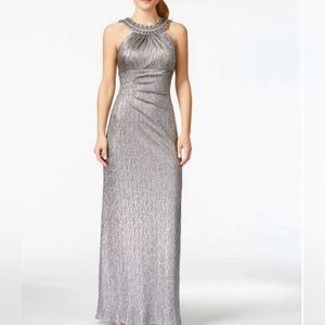 Xscape Metallic Beaded Gown, Size 4